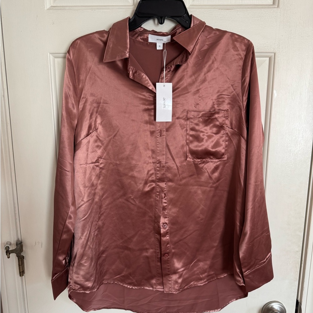 Satin Rose Button-up silk Shirt